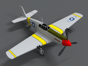 low poly cartoon north american p-51 mustang Model 3D