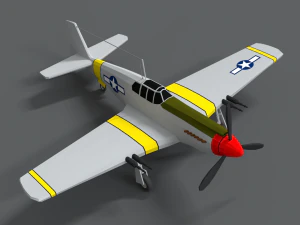 low poly cartoon north american p-51 mustang 3D Model