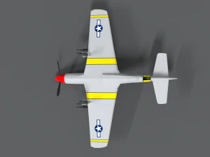 low poly cartoon north american p-51 mustang 3D Model