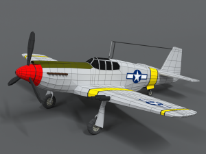 low poly cartoon north american p-51 mustang Model 3D