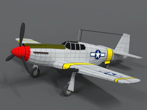 low poly cartoon north american p-51 mustang 3D Model