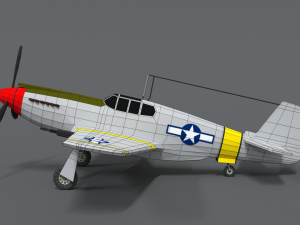 low poly cartoon north american p-51 mustang Model 3D