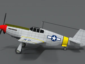 low poly cartoon north american p-51 mustang 3D Model