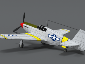 low poly cartoon north american p-51 mustang Model 3D