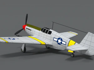 low poly cartoon north american p-51 mustang 3D Model