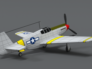 low poly cartoon north american p-51 mustang Model 3D