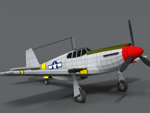 low poly cartoon north american p-51 mustang Model 3D