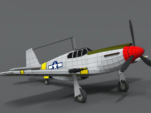 low poly cartoon north american p-51 mustang 3D Model
