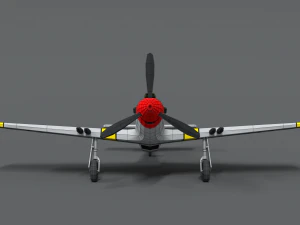 low poly cartoon north american p-51 mustang 3D Model