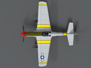 low poly cartoon north american p-51 mustang Model 3D