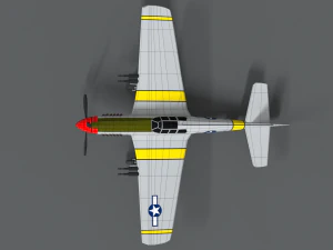 low poly cartoon north american p-51 mustang 3D Model