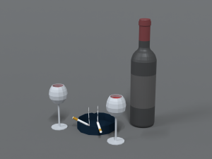 low poly cartoon wine and cigarettes scene Modelo 3D