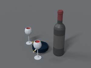 low poly cartoon wine and cigarettes scene Modelo 3D