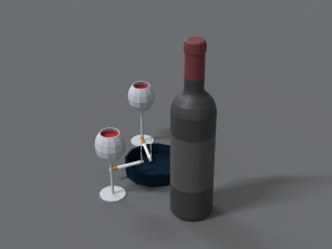 low poly cartoon wine and cigarettes scene Modelo 3D