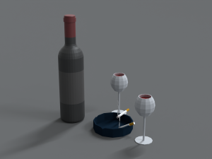 low poly cartoon wine and cigarettes scene Modelo 3D