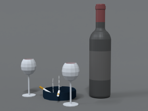 low poly cartoon wine and cigarettes scene Modelo 3D
