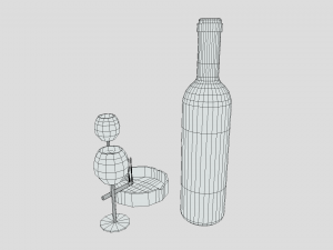 low poly cartoon wine and cigarettes scene Modelo 3D
