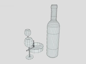 low poly cartoon wine and cigarettes scene 3D Model