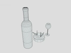 low poly cartoon wine and cigarettes scene 3D Model