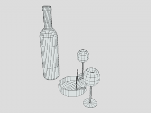 low poly cartoon wine and cigarettes scene Modelo 3D