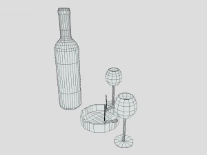 low poly cartoon wine and cigarettes scene 3D Model