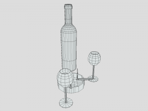 low poly cartoon wine and cigarettes scene Modelo 3D