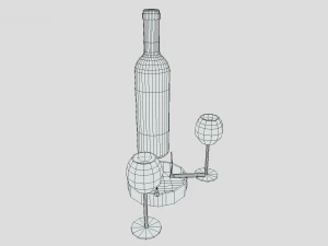 low poly cartoon wine and cigarettes scene 3D Model