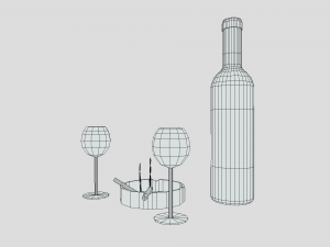low poly cartoon wine and cigarettes scene Modelo 3D