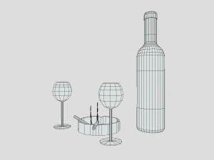 low poly cartoon wine and cigarettes scene 3D Model