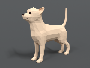 low poly cartoon chihuahua dog 3D Model