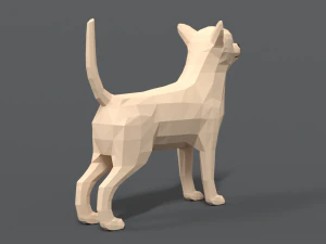 low poly cartoon chihuahua dog 3D Model
