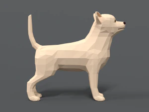 low poly cartoon chihuahua dog 3D Model