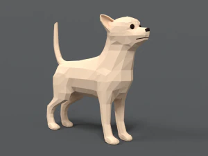 low poly cartoon chihuahua dog 3D Model