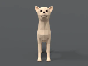 low poly cartoon chihuahua dog 3D Model