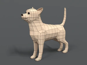 low poly cartoon chihuahua dog 3D Model