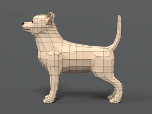 low poly cartoon chihuahua dog 3D Model