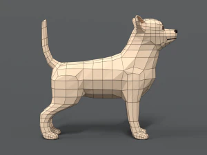 low poly cartoon chihuahua dog 3D Model