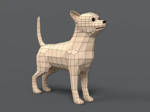 low poly cartoon chihuahua dog 3D Model
