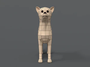 low poly cartoon chihuahua dog 3D Model