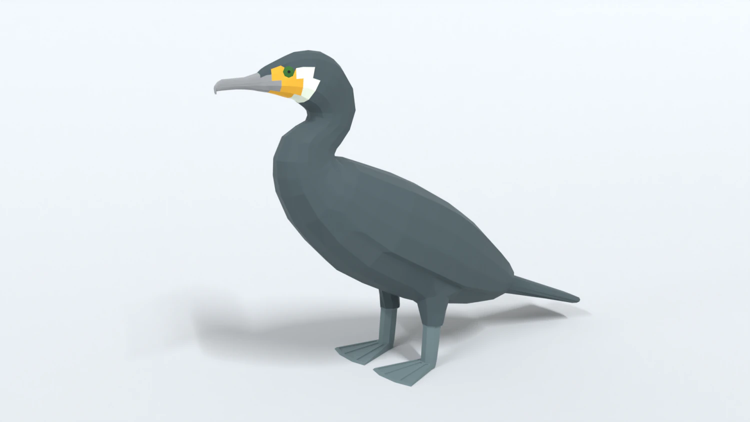 low poly cartoon great cormorant 3D Model .c4d .max .obj .3ds .fbx .stl .blend 