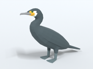 low poly cartoon great cormorant 3D Модель