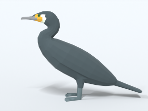 low poly cartoon great cormorant Model 3D