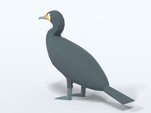 low poly cartoon great cormorant Model 3D