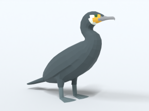 low poly cartoon great cormorant Model 3D