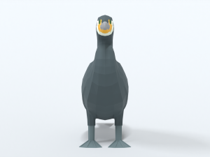 low poly cartoon great cormorant Model 3D