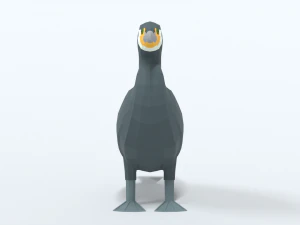 low poly cartoon great cormorant 3D Model