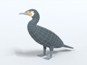 low poly cartoon great cormorant Model 3D