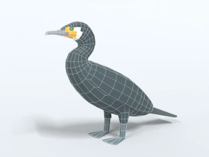 low poly cartoon great cormorant 3D Model