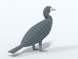 low poly cartoon great cormorant Model 3D