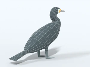 low poly cartoon great cormorant 3D Model